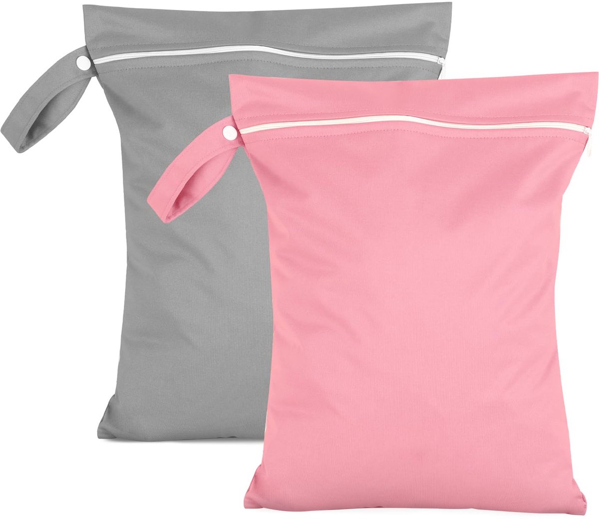 My Ninki ® Herbruikbare Waterdichte Waszak voor Reizen en Zwemmen met Ritssluiting in Grijs en Roze