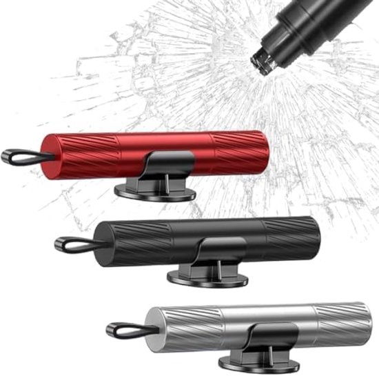 PRITOK Noodhamer 3 Stuks – 2-in-1 Raambreker & Gordelsnijder, Veerbelast, Geschikt Voor Land & Water, Aluminium
