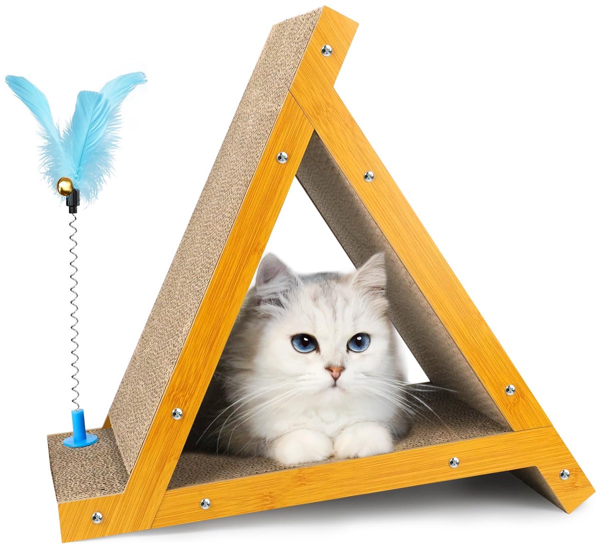 My Ninki ® Stevige en Milieuvriendelijke Krabmat voor Katten met Speelgoed en Kattenkruid