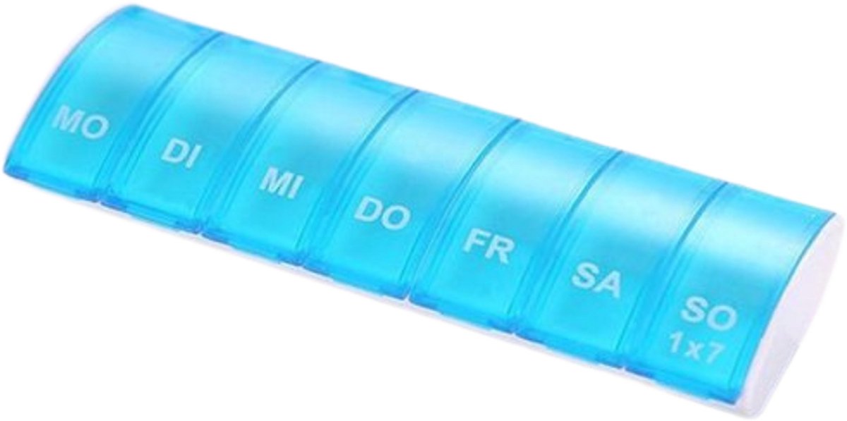 Knaak Medicijnen Doosje - Pillendoos - 1 Week - 7 Vakken - Blauw - Grote Vakken - Organizer