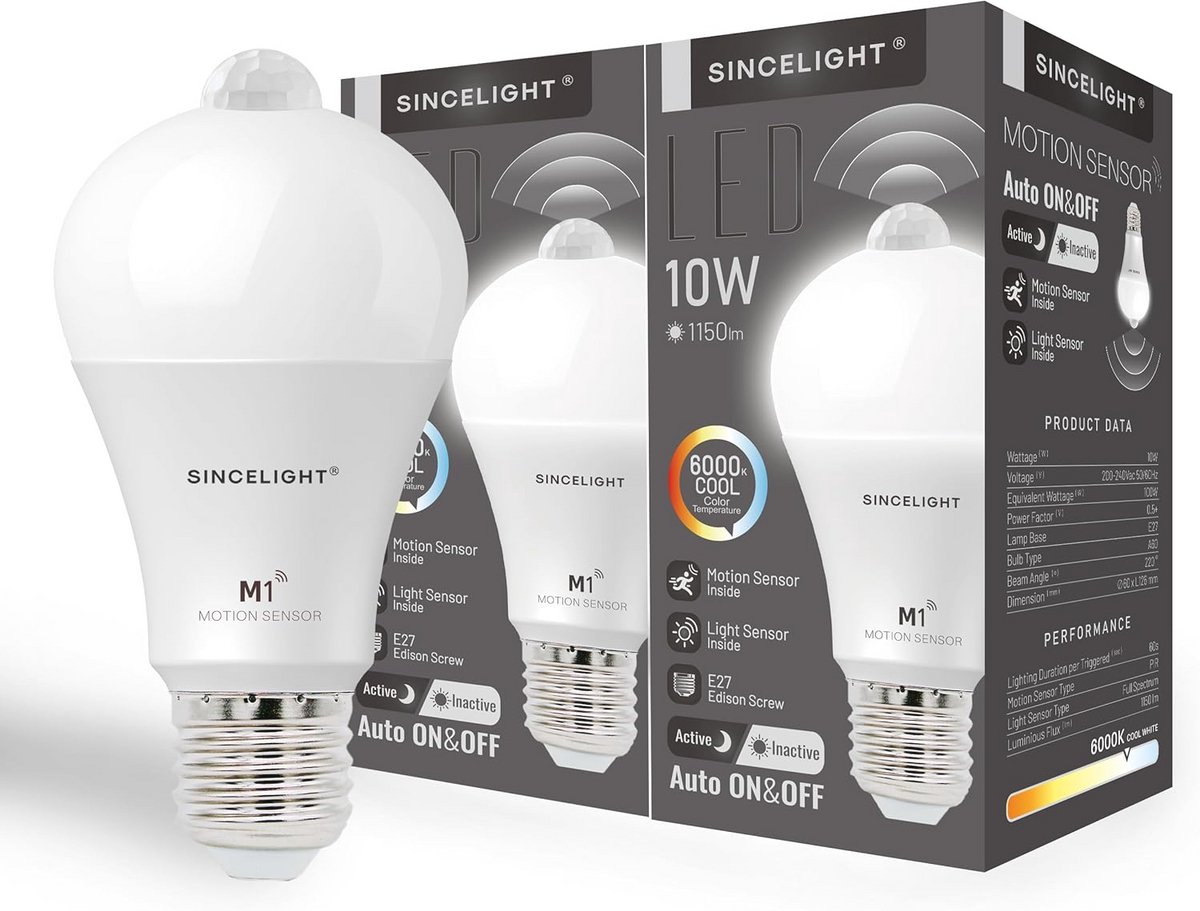 LED Lamp met Bewegingssensor E27 - Automatisch AAN/UIT, Set van 2