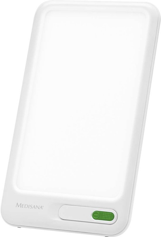 Witte medisana daglichtlamp met aan/uit knop.
