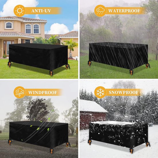 Waterdichte Tuinmeubelhoes 110x50x80 Cm - Zwart All-Season Afdekzeil Voor Tafel & Stoelen