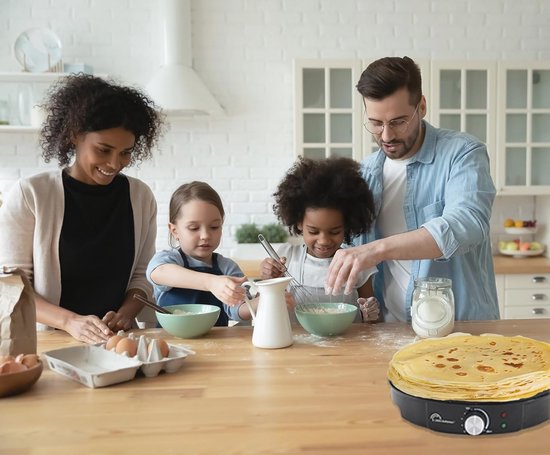 Elektrische Pannenkoekenpan met Instelbare Thermostaat - PFAS-vrij, 1200W, Zwart — afbeelding 5