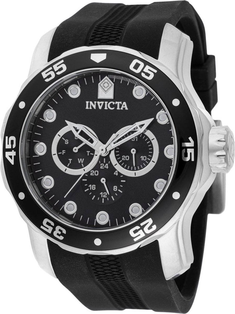 Invicta Pro Diver - SCUBA 45721 Heren Horloge - Waterdicht - Analoog - Quartz Uurwerk - Roestvrij Staal met zwarte Wijzerplaat - 48mm
