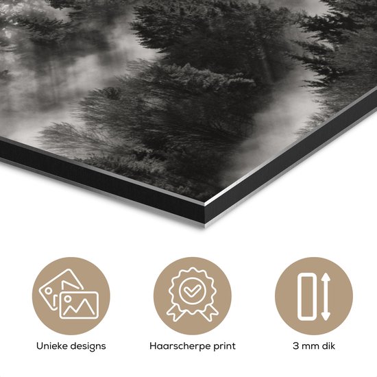 Tableau aluminium 120x60 cm - Décoration murale métal - Paysage - Brume - Forêt - Nature - Décoration murale métal salon - Décoration industrielle - Photo sur dibond - Accessoires industriels chambre