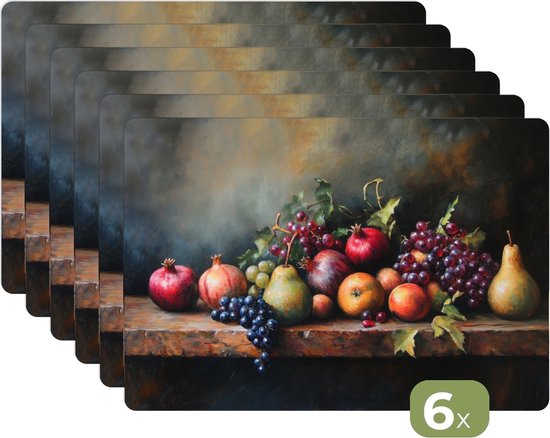 KitchenYeah© Placemats 6 stuks 45x30 cm Keuken Decoratie Placemats Afwasbaar Anti Slip Tafelmat Vinyl Onderlegger Eettafel - Vogels - Kleurrijk - Tak