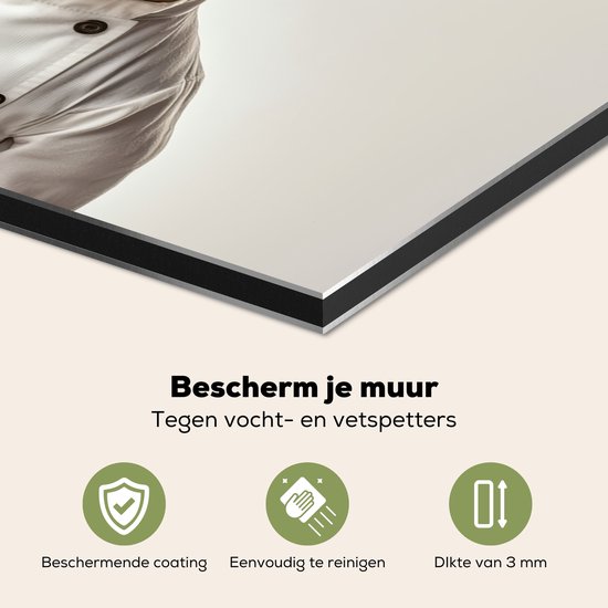 Spatscherm keuken 70x50 cm - Kookplaat achterwand Kat - Hond - Kokskleding - Muurbeschermer - Spatwand fornuis - Hoogwaardig aluminium
