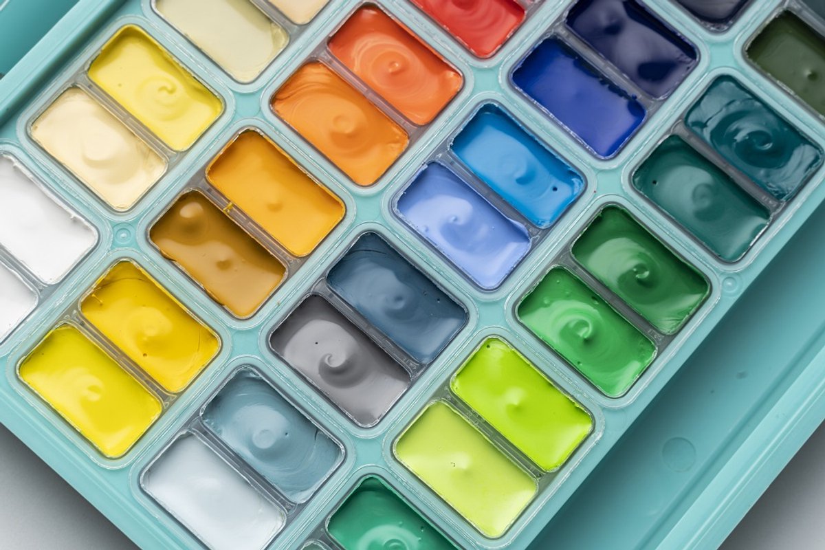 HIMI - Gouache - Twin split cups - set van 48 kleuren - 12g - 3 penselen - Turquoise — afbeelding 7
