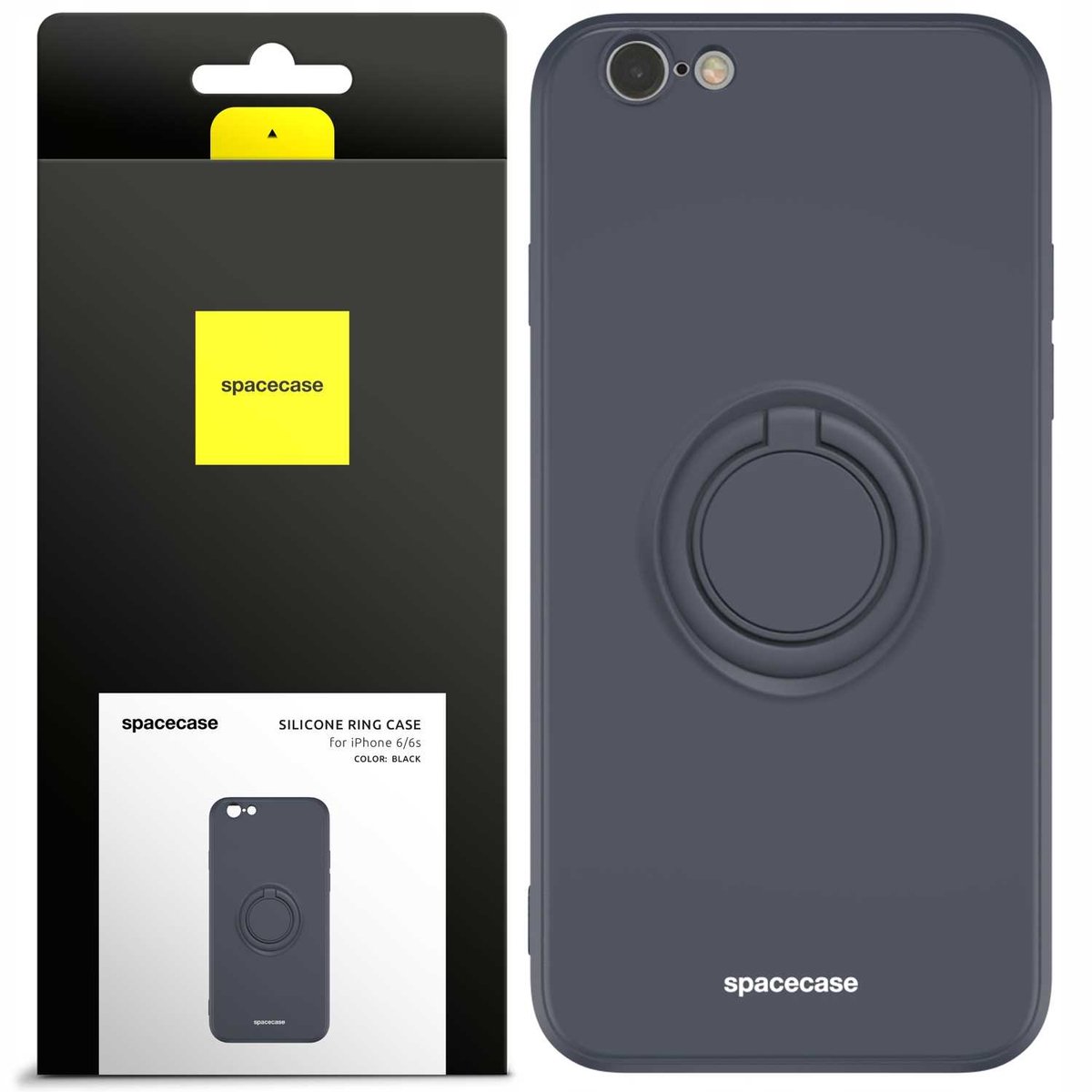 Spacecase Siliconen Case Ring Voor Iphone 6 6S Zwart