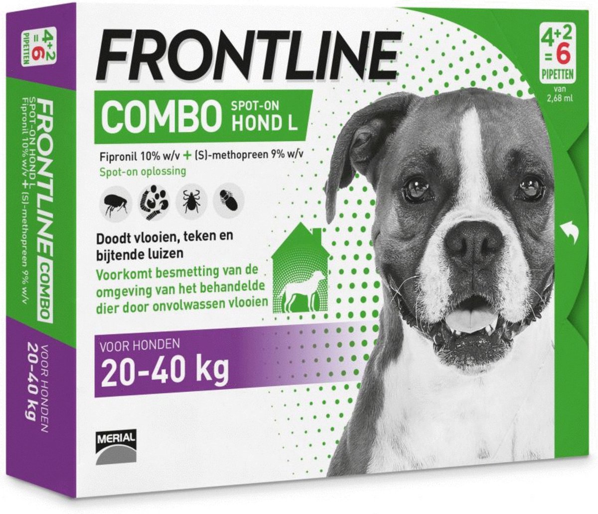 Frontline Combo - Anti Vlooien- en Tekenmiddel - L - 20-40 kg - 6st
