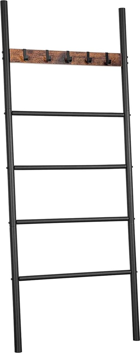TRANKIELO® - Stijlvolle Handdoekhouder met 5 Afneembare Haken – 60x177cm – Industriële Stijl – Ideaal voor Badhanddoeken, Kleding en Dekens