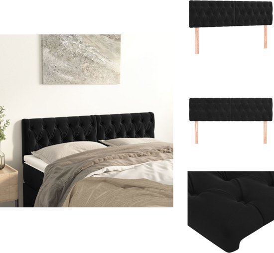 Tête de lit vidaXL - Têtes de lit - Tête de lit - Tête de lit en bois - Têtes de lit 2 pièces 80x7x78/88 cm velours noir
