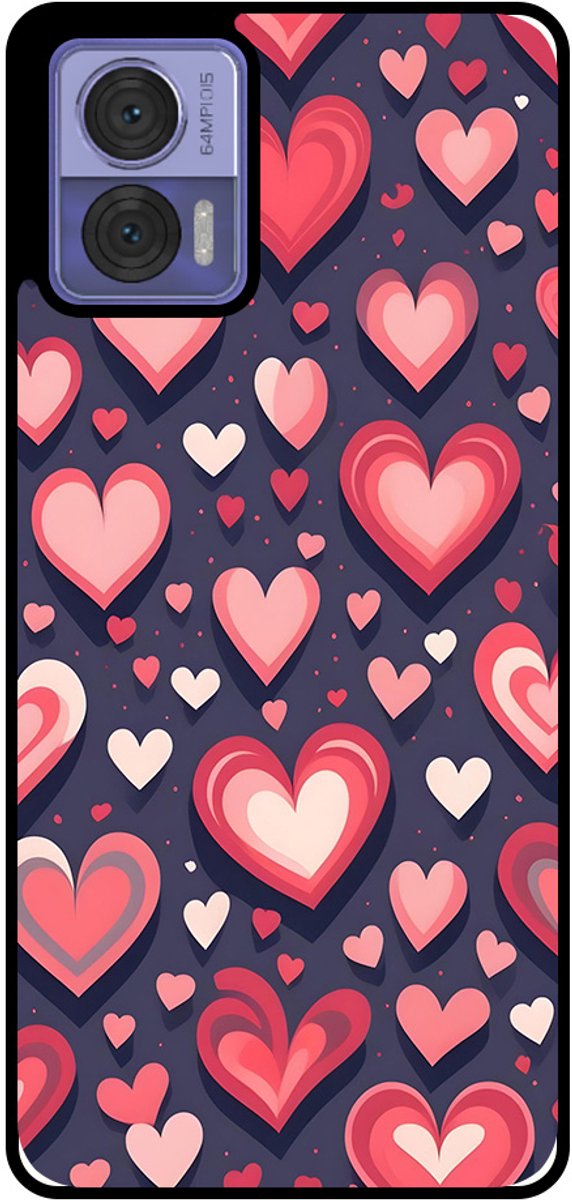 Smartphonica Telefoonhoesje Geschikt voor Motorola Edge 30 Neo met Hartjes Opdruk - TPU Backcover Case With Heart Design geschikt voor Motorola Edge 30 Neo