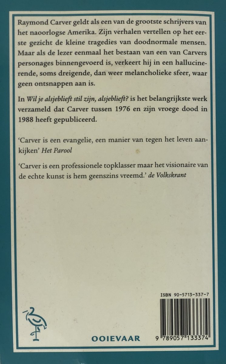 Achterkant van het boek 'Wil je alsjeblieft stil zijn, alsjeblieft?' met tekst en ISBN-streepjescode.