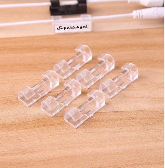 Supertarget Kabel Clips 20 stuks | Kabel Houder | Zelfklevend | Kabelbinder | Transparant |