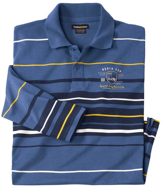 ATLAS FOR MEN - Gestreepte rugbypolo Exploring - Heren - Verkrijgbaar in grote maten - 3XL