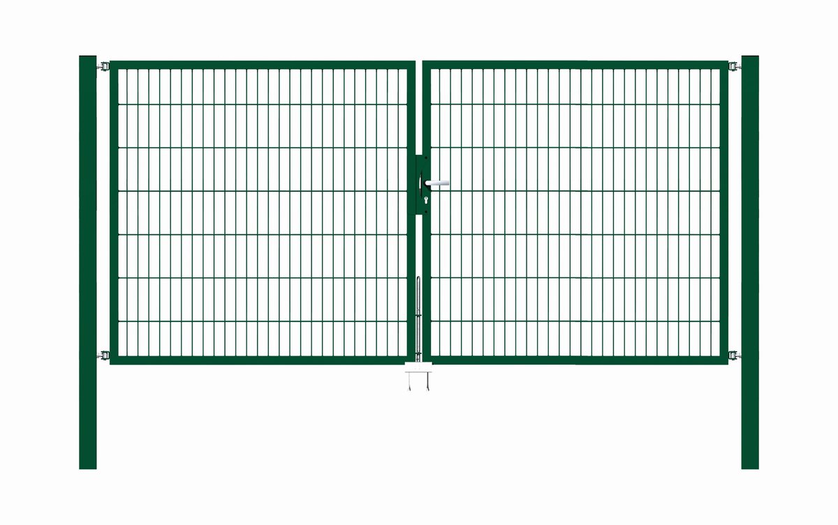 Alberts 649067 Dubbele poort Flexo met toebehoren, groen, breedte 300 cm, hoogte 140 cm