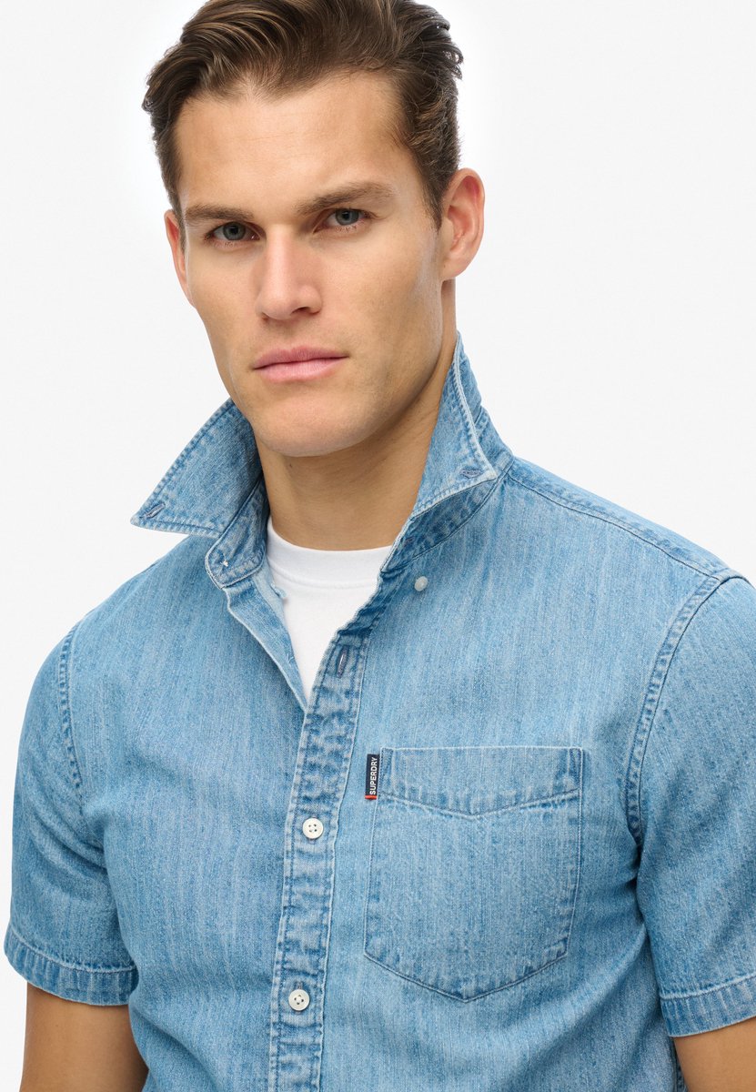 Superdry Essential overhemd met korte mouwen Heren Shirts Vintage Wh
