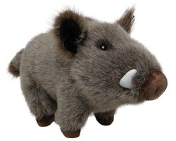 Nature Planet Knuffeldier wild zwijn - zachte pluche stof - veel details - grijs - 15 cm - Cadeau - Kinderen - Bosdieren