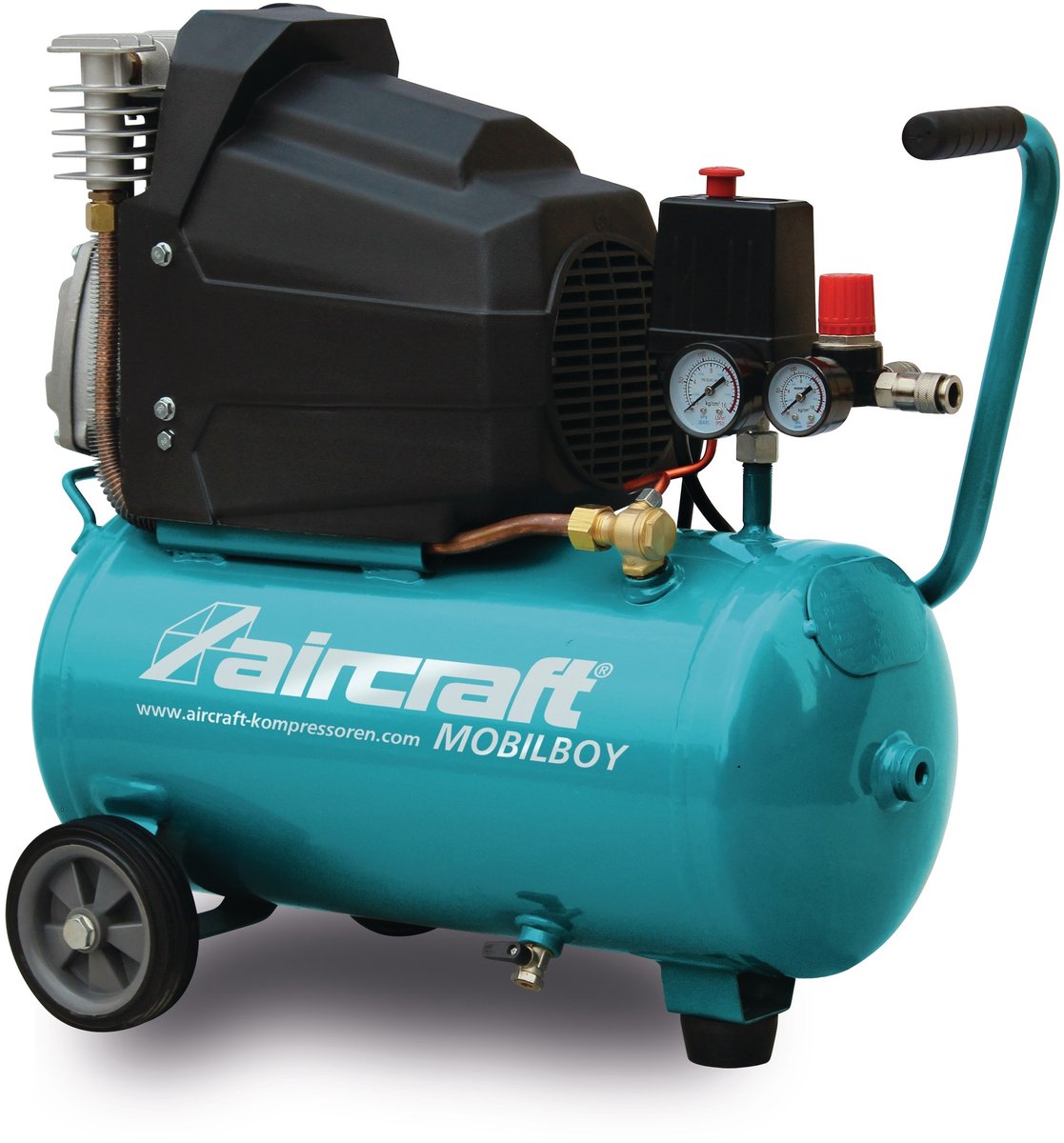 Mobiele compressor met olie ketel 24 L 1,8 kW / 2,45 Pk 265 L/min 10 bar 230V Aircraft MOBILBOY 261/24T E