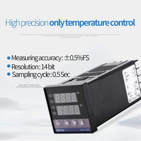 REX-C100 PID-temperatuurregelaar, 0~1300 00 alarm digitale LED PID-temperatuurregelaar-thermostaatkit AC 110 V-240 V met K-Thermoelement/temperatuursensor, max. 40 A SSR