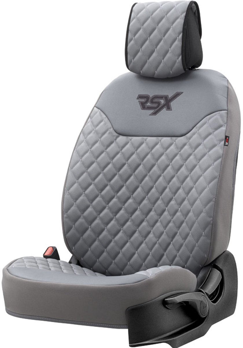 Stoelbeschermer RSX Diamond grijs met grijs stiksel (eenvoudige montage) - kunstleer
