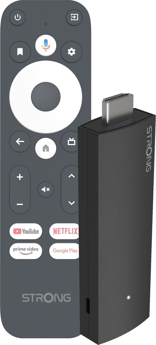 STRONG - Streaming Box Android TV 2K FHD - LEAP-UNA - Android TV HDMI Stick - Chromecast ingebouwd - Google stemassistent compatibel - eenvoudig te installeren - stickformaat - zwart