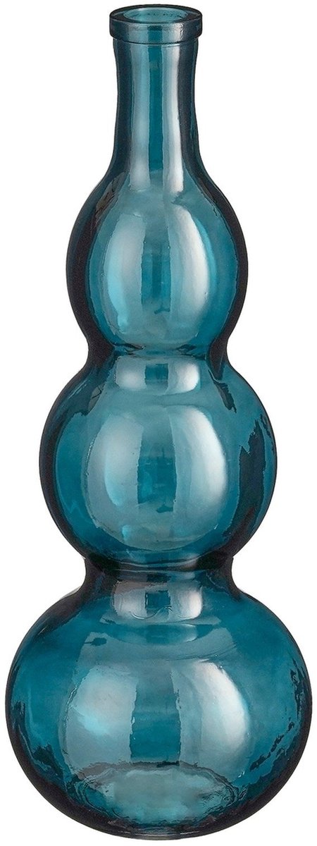 Mica Decorations Vaas Benito - 17x17x45 cm - Gerecycled glas - Blauw