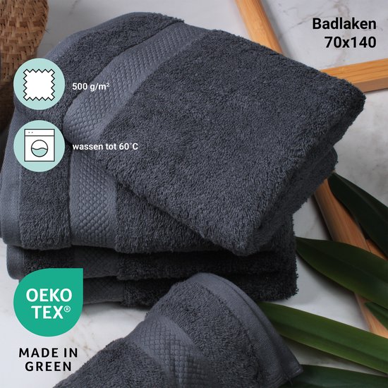 DoubleDry Serviettes Hotel Collection - 70x140 cm - lot de 6 - anthracite