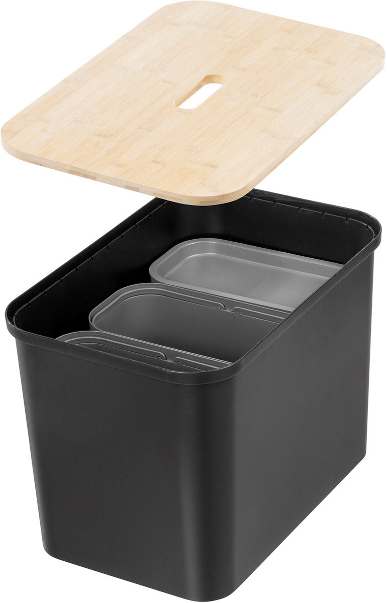 SmartStore - SmartStore Collect Afvalscheider Set van Opbergbox, Verdelers en Deksel - Polypropyleen - Zwart