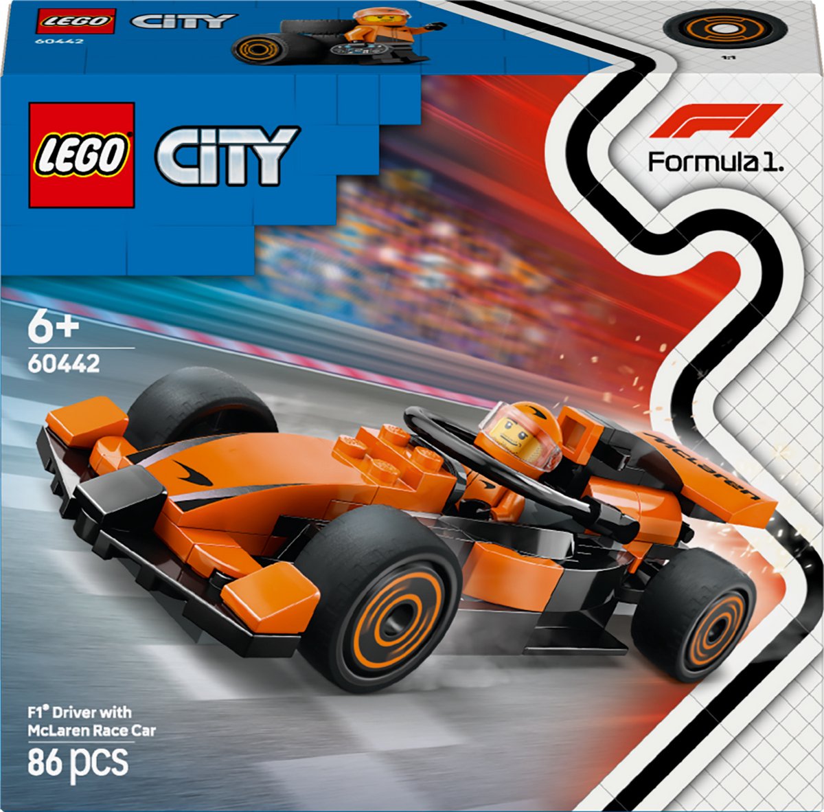 LEGO 60442 City F1 coureur met McLaren racewagen