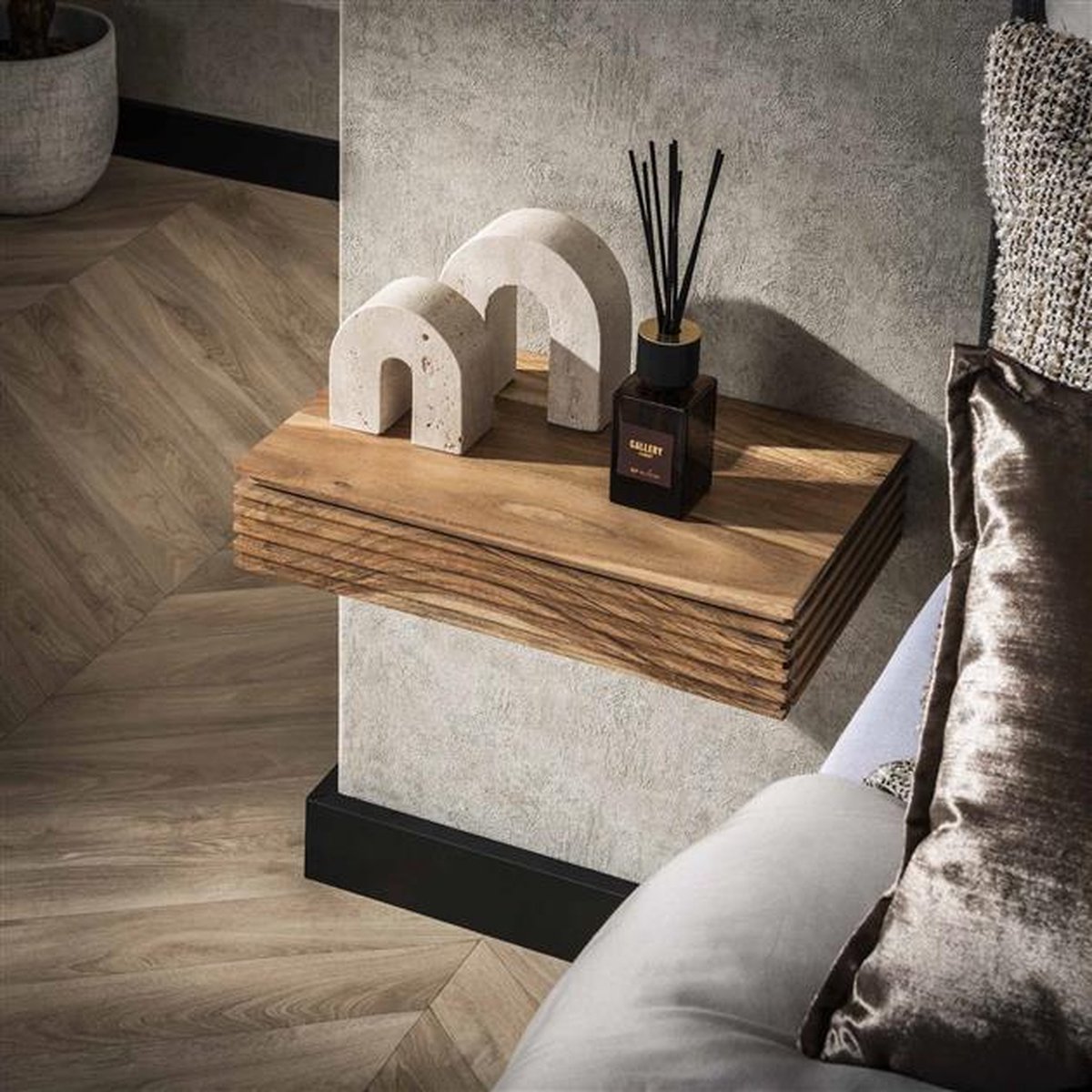 Hoyz Collection - Nachtkastje Set-2 Layer L - Massief Acacia - Set-2 - 40cm breed