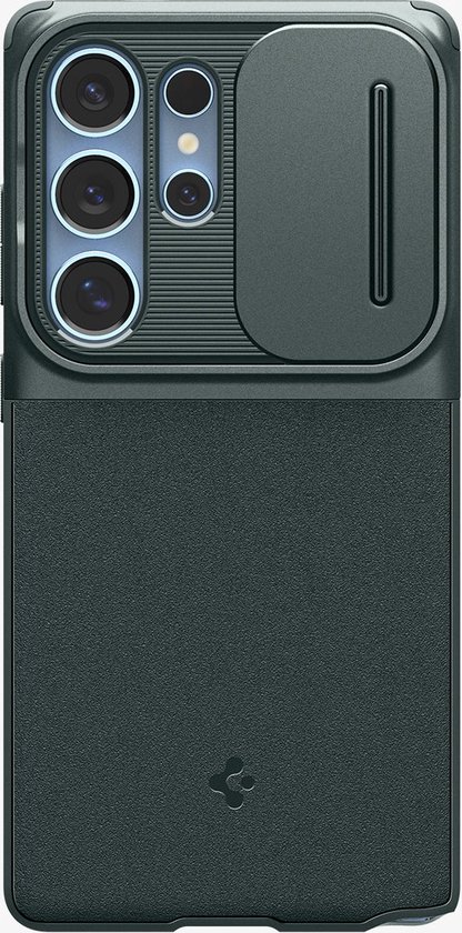 Armure Spigen Optik | Coque adaptée au Samsung Galaxy S25 Ultra | Couverture arrière avec curseur de caméra | Vert