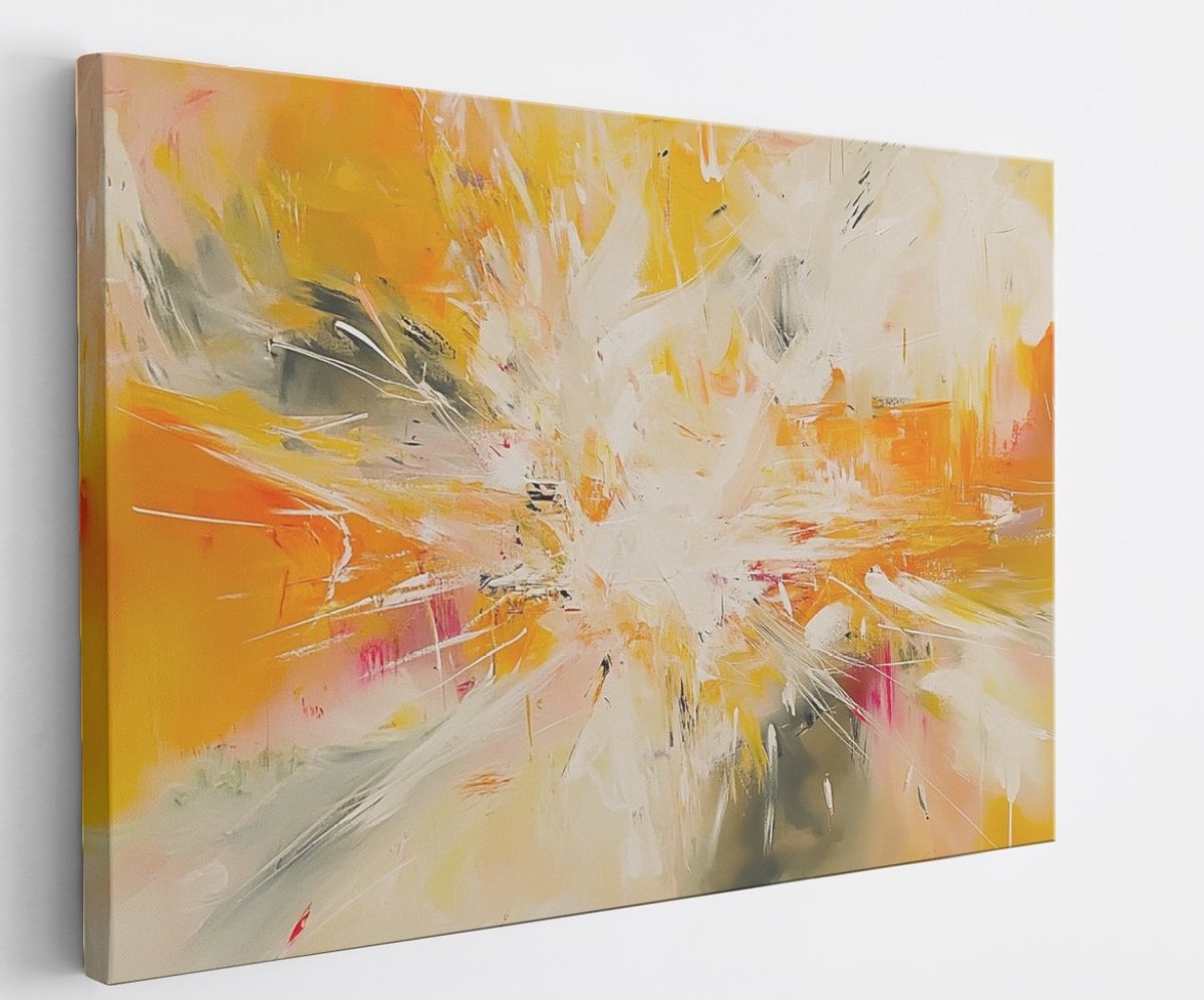 Saammp Canvas Schilderij - Kleurrijk - Explosie verfspetters - Abstracte kunst - 40x30 - Foto op canvas - Wanddecoratie - Muurdecoratie Woonkamer - Kantoor Decoratie Multicolor