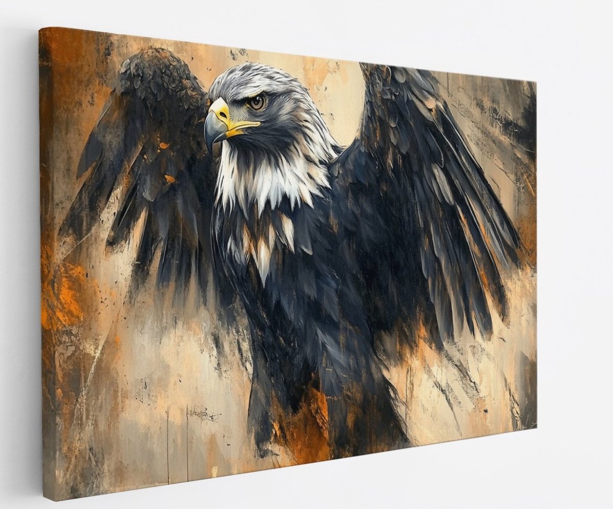 Saammp Canvas Schilderij - Zeearend - Abstract - Dieren - Natuur - 100x75 - Foto op canvas - Wanddecoratie - muurdecoratie Woonkamer - Slaapkamer decoratie - Canvas Print Multicolor