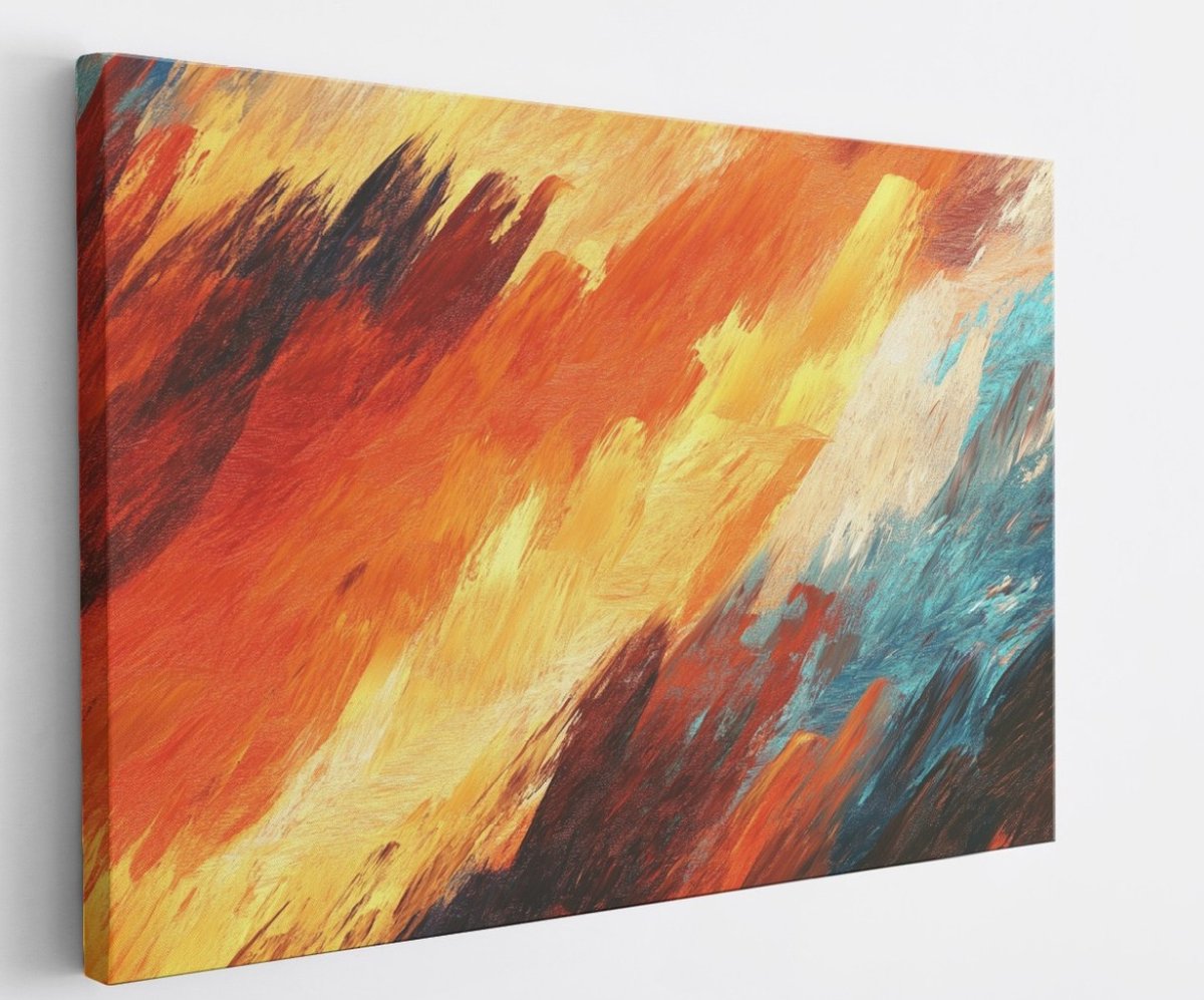 Saammp Canvas Schilderij - Groffe strepen - Abstract kunstwerk - 70x50 - Foto op canvas - Wanddecoratie - Muurdecoratie Woonkamer - Slaapkamer decoratie - Canvas Print Multicolor