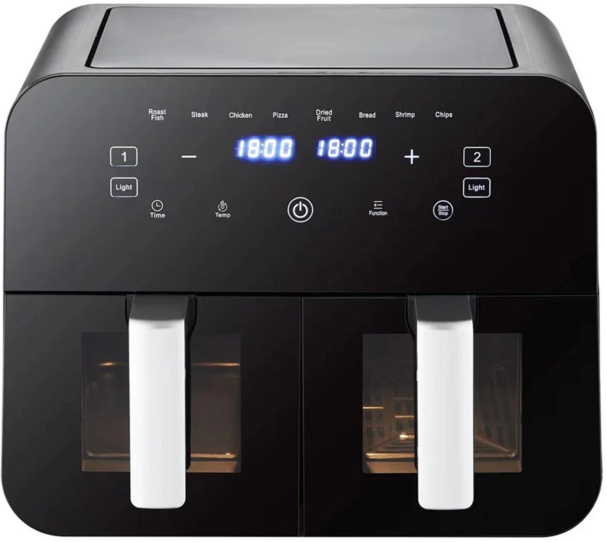 CozyLiving AirFryer XXL - Dubbele Mand - 9L - Tot 6 Personen - Zwart/Zilver - Kijkvenster - Heteluchtfriteuse