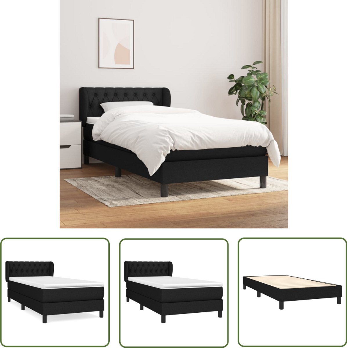 vidaXL Boxspring - Zwart - Inclusief Matras en Topmatras Boxspringbed - Boxspring - Slaapkamerinrichting - Tweepersoonsbed - Comfortabel Bed