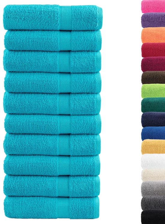 Serviettes de Handdoeken SOLUND - vidaXL pièces - Turquoise - 50 x 100 cm - Ensemble de serviettes - Handdoeken turquoise - Handdoeken en coton - Handdoeken OEKO-TEX