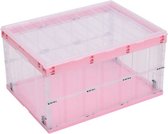 Inovra ® Opvouwbare en Stapelbare Opbergdozen Set van 6 met Handgreep en Deksel 55 Liter Roze