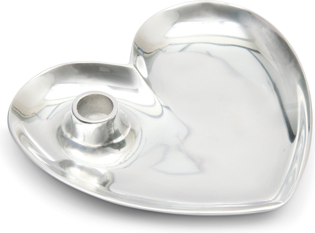 Riviera Maison Kaarsenbord hartje Zilver - Heart Kaarsenhouder - Aluminium - (LxBxH) 19x17x3