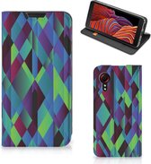 Hoesje Samsung Galaxy Xcover 5 Enterprise Edition | Samsung Xcover 5 Bookcase Abstract Groen Blauw