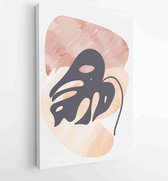 Botanical wall art vector set. Earth tone boho foliage line art drawing with abstract shape 1 - Moderne schilderijen – Vertical – 1894296097 - 50*40 Vertical
