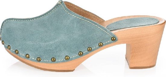 DINA Heels mint groen - suede clogs - dames clogs op hak maat 37