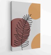 Botanical wall art vector set. Earth tone boho foliage line art drawing with abstract shape. 4 - Moderne schilderijen – Vertical – 1875684271 - 115*75 Vertical