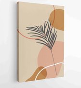 Botanical wall art vector set. Earth tone boho foliage line art drawing with abstract shape. 4 - Moderne schilderijen – Vertical – 1866300580 - 50*40 Vertical