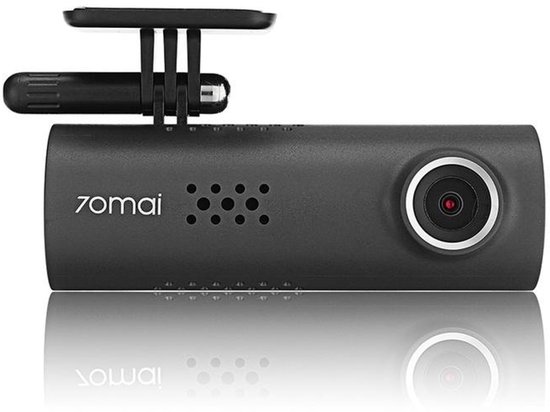Zwart 70Mai dashcam met een camera aan de voorkant en een logo.