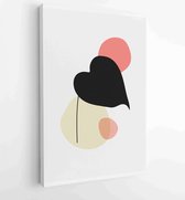 Earth tone natural colors foliage line art boho plants drawing with abstract shape 3 - Moderne schilderijen – Vertical – 1910090986 - 115*75 Vertical
