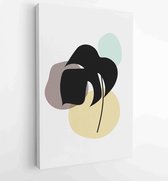 Earth tone natural colors foliage line art boho plants drawing with abstract shape. 3  - Moderne schilderijen – Vertical – 1910090989 - 80*60 Vertical